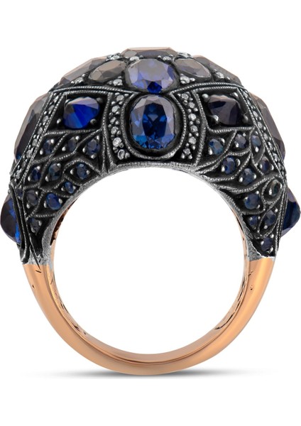 25.67 Karat Pırlanta Safir Yüzük, Gerçek Pırlanta, Sertifikalı Mücevher