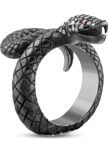 0.40 Karat Pırlanta Yakut Yüzük, Yılan Figürlü, Gerçek Pırlanta, Sertifikalı Mücevher