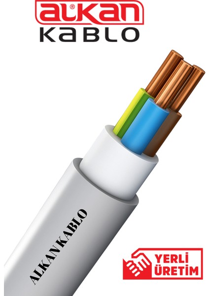 3x2,5 Mm² Nvv Nym Kablo Beyaz (%100 Bakır) 5 Metre