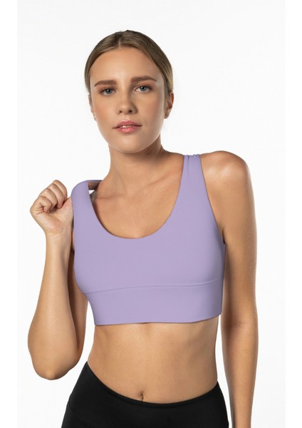 Lila Yüksek Destekli Sırt Detaylı Kaplı Kadın Spor Sütyeni modelleri