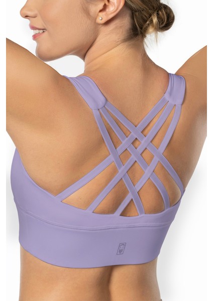 Lila Yüksek Destekli Sırt Detaylı Kaplı Kadın Spor Sütyeni indirimleri