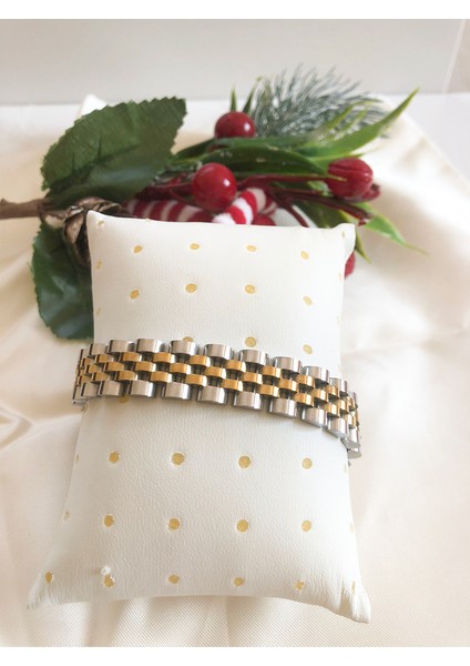 Gold-Gümüş Renkli Saat Kordon Tarzı Paslanmaz Çelik Erkek Bileklik fiyatları