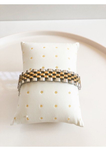 Gold-Gümüş Renkli Saat Kordon Tarzı Paslanmaz Çelik Erkek Bileklik modelleri