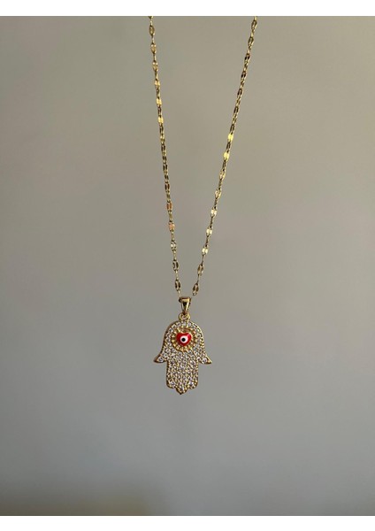 Taşlı Çelik Fatıma Ana Kolye