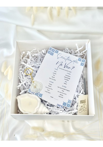 Mediterranean Konsept Bekarlığa Veda Hediye Kutusu - Mavi Çiçekli