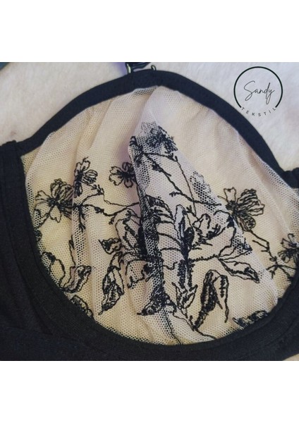 Dantelli Gülkurusu Siyah Fantezi Lena Sütyen Takımı fırsatları