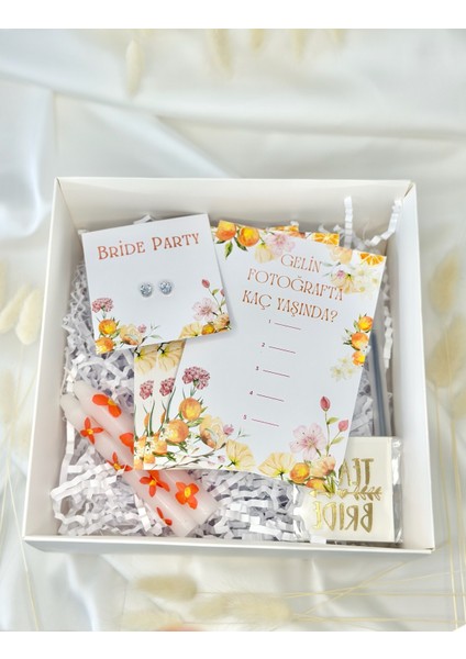 Orange Konsept Bekarlığa Veda Hediye Kutusu - Turuncu Çiçekli