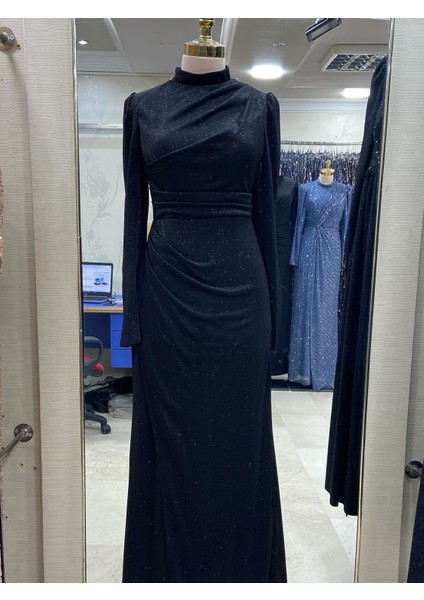 Drapeli Simli Likralı Abiye