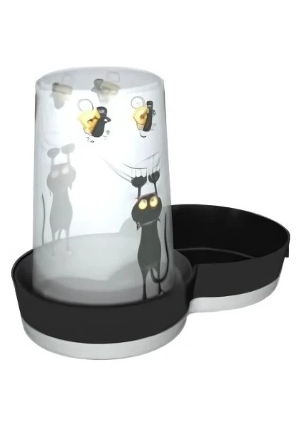 Kedi Fare Desenli Kedi ve Küçük Irk Köpek Için Plastik Su Kabı 1.5 Lt