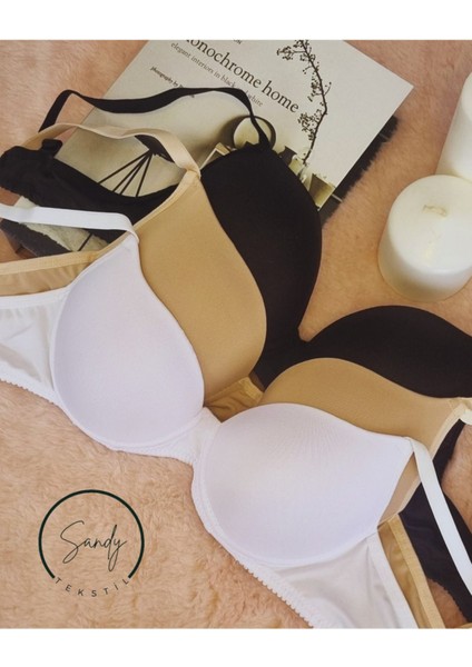 Dolgusuz Telli Desteksiz Toparlayıcı Pamuklu Sütyen 3'lü Siyah Beyaz Ten modelleri