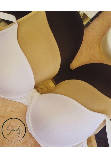 Dolgusuz Telli Desteksiz Toparlayıcı Pamuklu Sütyen 3'lü Siyah Beyaz Ten fırsatları