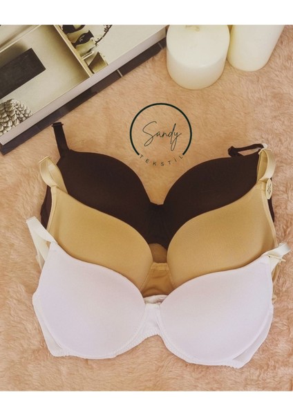 Dolgusuz Telli Desteksiz Toparlayıcı Pamuklu Sütyen 3'lü Siyah Beyaz Ten indirimleri