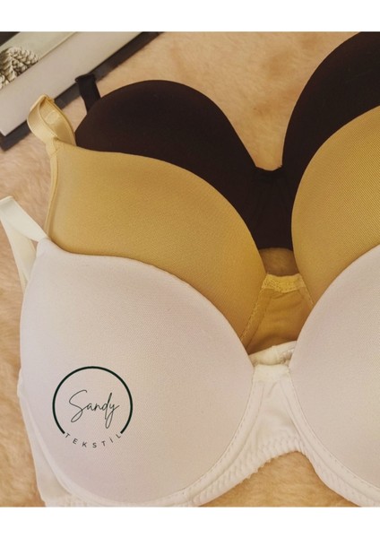 Dolgusuz Telli Desteksiz Toparlayıcı Pamuklu Sütyen 3'lü Siyah Beyaz Ten