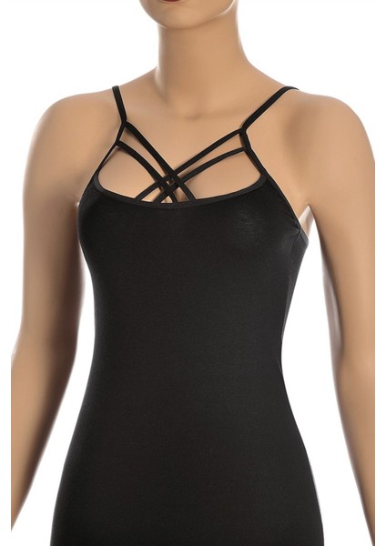 Kadın Atlet Çapraz Askı Detaylı (%96 Pamuk - %4 Elastan)