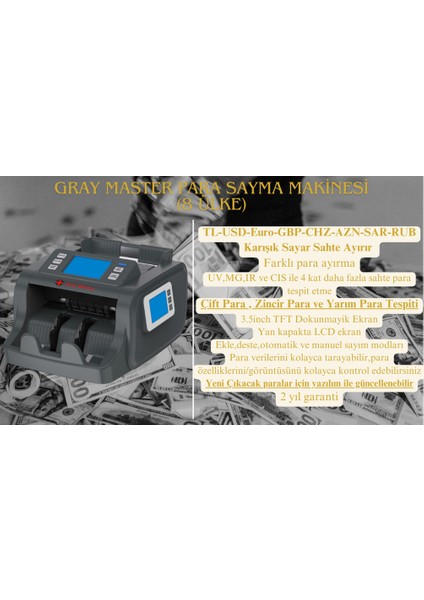 Gray Master Para Sayma Makinesi (10ülke) fiyatları