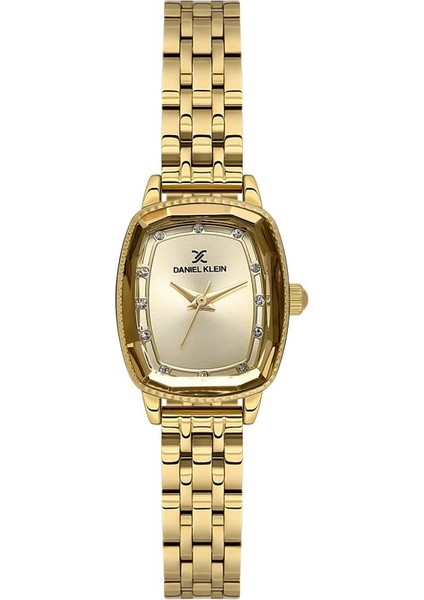 Daniel Klein DKE.1.10951-3 Dikdörtgen Kasa Taşlı Tasarım Altın Renk Kadın Kol Saati