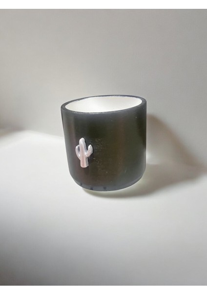 Dekoratif Beton Saksı Silindir Koyu Kaktüs Tema 13X13 cm modelleri