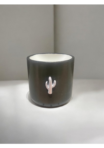 Dekoratif Beton Saksı Silindir Koyu Kaktüs Tema 13X13 cm fırsatları