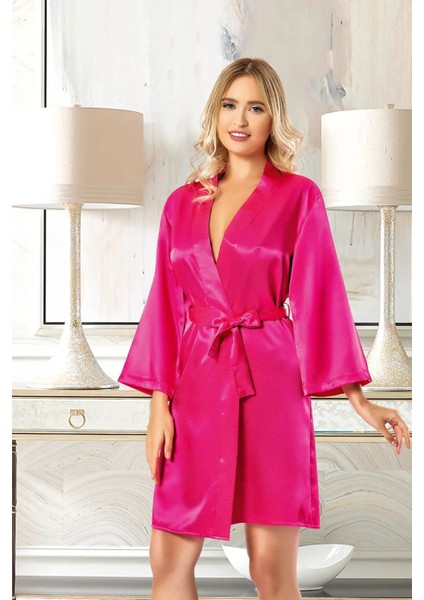 5910 Kadın Saten Bride Sabahlık-Fuşya fiyatları