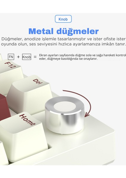 Ajazz AK820 Pro 3 Modlu%75 Mekanik Klavye, Tft Akıllı Ekran Gasket-Mounted Oyuncu Klavyesi, Bluetooth 5.1/2.4g Kablosuz/type-C Kablolu (AK820 Pro - Krem Kırmızı - Gift Switch) modelleri