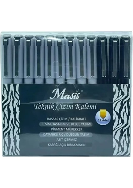 Teknik Çizim Kalemi 12 Li Set TÇK-S12