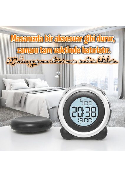 Çift Alarmlı Titreşimli Yüksek Zil Sesli Tarih Göstergeli LED Işıklı Dijital Masa Saati fiyatları