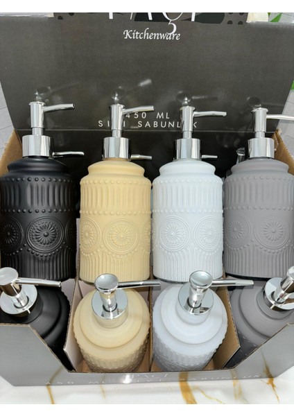 450 ml Tezgah Üstü Cam Asorti Banyo Mutfak Sıvı Sabunluk