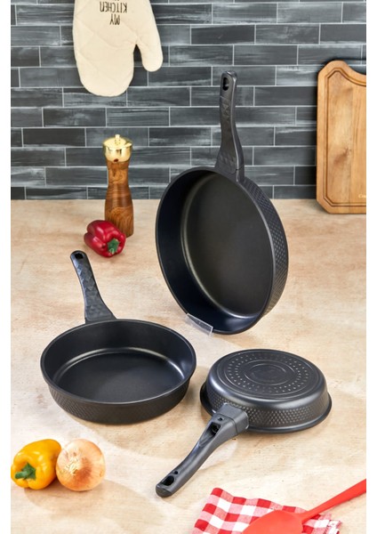Zena 3lü Titanyum Tava Seti Siyah