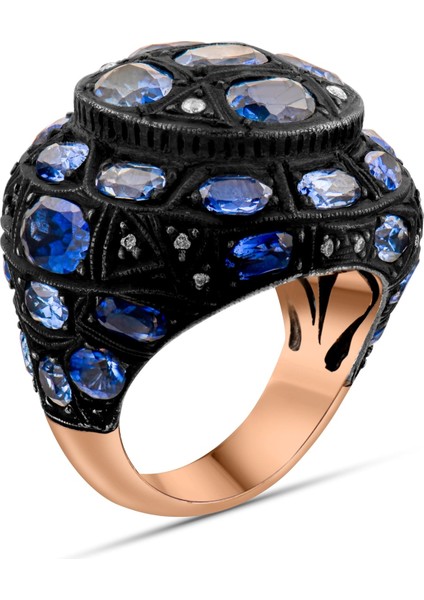 7.10 Karat Pırlanta Safir Yüzük, Gerçek Pırlanta, Sertifikalı Mücevher