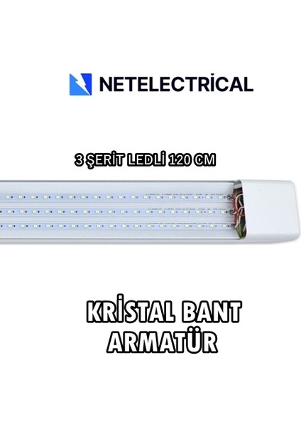 80 Watt 120 cm Kristal Yatay LED Bant Armatür - Trafolu Beyaz Işık fiyatları