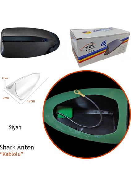 Y-410S Shark Balina Anten Jaws Kablolu Siyah 17X9X7 cm BR0035006 fiyatları