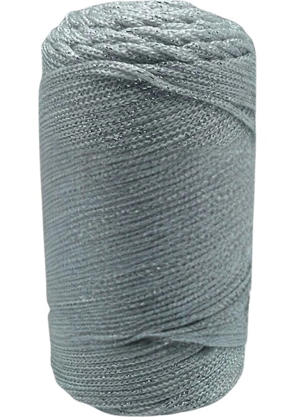 Makrome İpi 3 mm Polyester Gri Simli