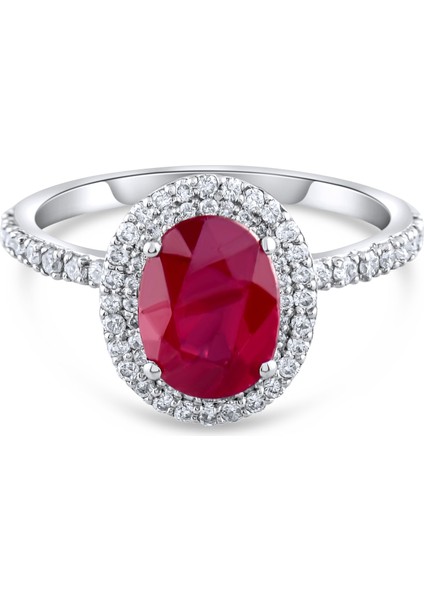 3.21 Karat Pırlanta Yakut Yüzük, Gerçek Pırlanta, Sertifikalı Mücevher