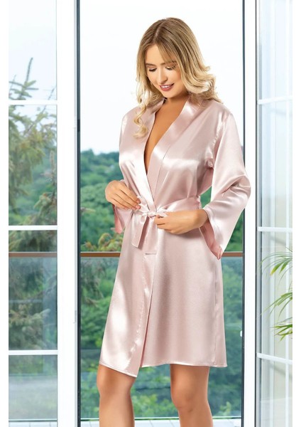 5905 Kadın Saten Bride Sabahlık-Pudra modelleri