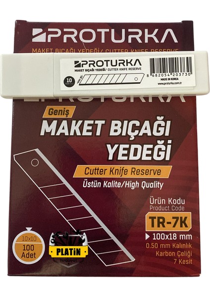 Maket Bıçağı Yedeği (Tr-7k) 0.5 MMX18 mm 100'LÜ Paket fiyatları