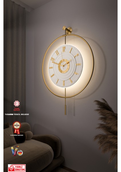 12-24h - Xxl 60x80cm-Timelless Kristal (Pilli) (Quartz ), Metal (Mobilya) Duvar Saati