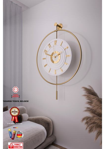 12-24h - Xxl 60x80cm-Timelless Kristal (Pilli) (Quartz ), Metal (Mobilya) Duvar Saati