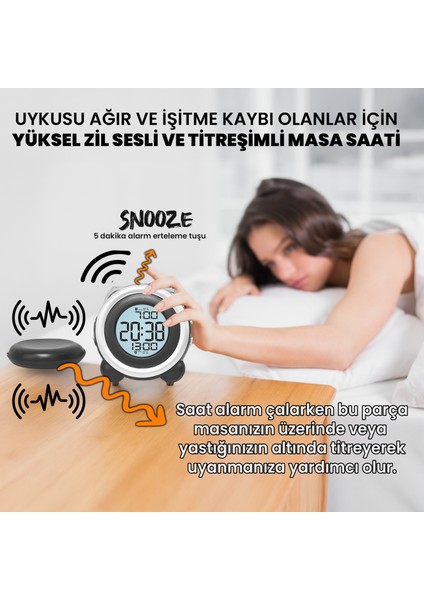 Çift Alarmlı Titreşimli Yüksek Zil Sesli Tarih Göstergeli LED Işıklı Dijital Masa Saati indirimleri