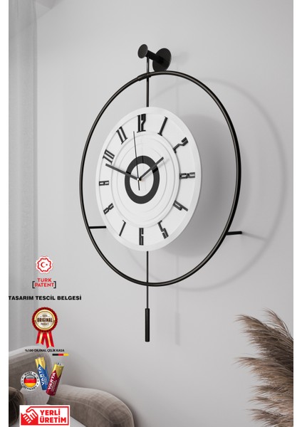 Xxl(60*80 cm) Black Fred (3 Pil ile Gelir ) LED Kristal - Modern Metal Duvar Saati fiyatları