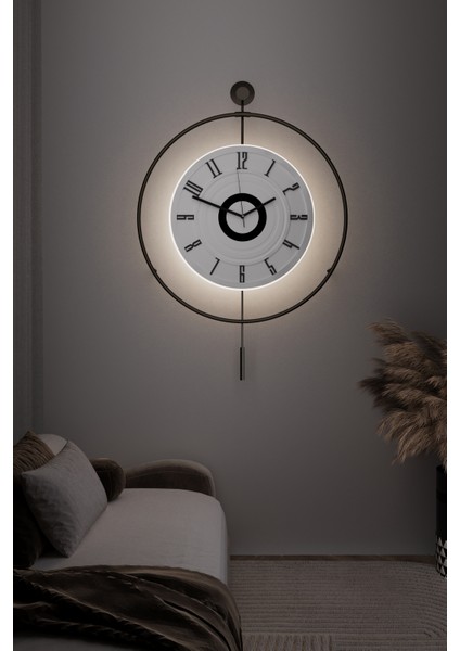 Xxl(60*80 cm) Black Fred (3 Pil ile Gelir ) LED Kristal - Modern Metal Duvar Saati