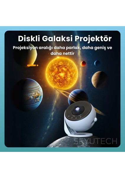 Diskli Galaksi Projektör 13 Film Disk Hd Gerçekçi Yıldızlı Galaksi Gökyüzü Masa ve Gece Lambası fiyatları