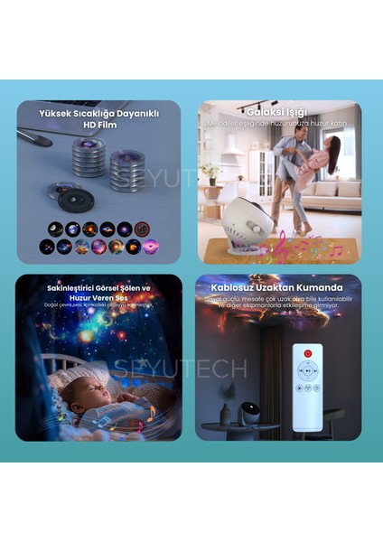 Diskli Galaksi Projektör 13 Film Disk Hd Gerçekçi Yıldızlı Galaksi Gökyüzü Masa ve Gece Lambası fırsatları