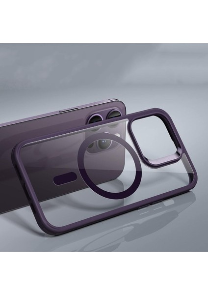 iPhone 14 Pro Max Kamera Çıkıntılı Şarj Destekli Kenarı Renkli Hassas Butonlu Magsafe Kılıf