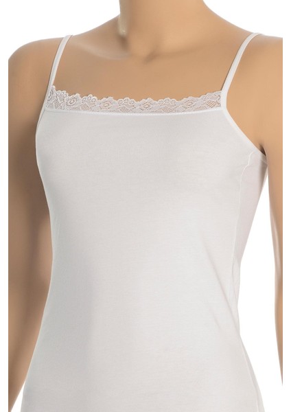 Kadın Atlet Ince Dantel Detaylı (%96 Pamuk - %4 Elastan)