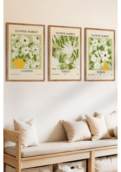 3 Parça Doğanın Güzellikleri Temalı Ahşap Çerçeve Görünümlü Mdf Tablo Seti fiyatları