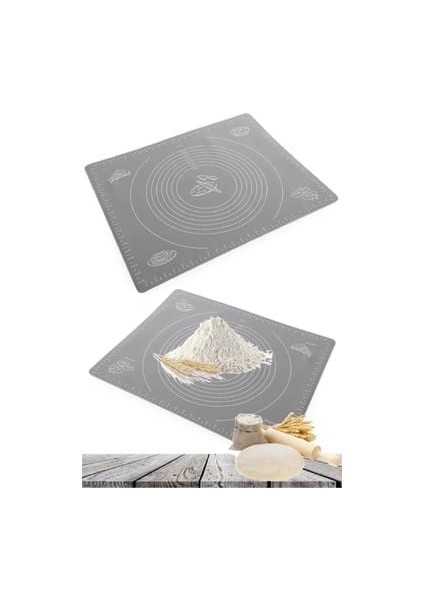 Gri Büyük Boy 45X65 cm Silikon Ölçekli Hamur Açma Matı Baklava Börek Mantı Erişte Hamuru Yoğurma fiyatları