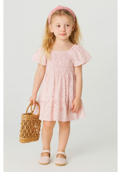 Kız Çocuk Pembe Çiçek Desenli Elbise, Kız Çocuk Elbise fiyatları