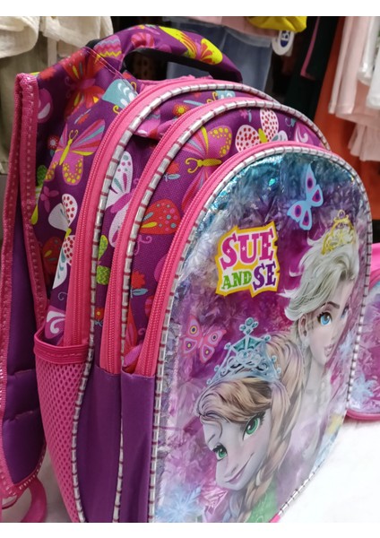 Elsa ve Anna Karakterli 3 Bölmeli Beslenme Çantalı Ilkokul Çocuğu Çantası fırsatları