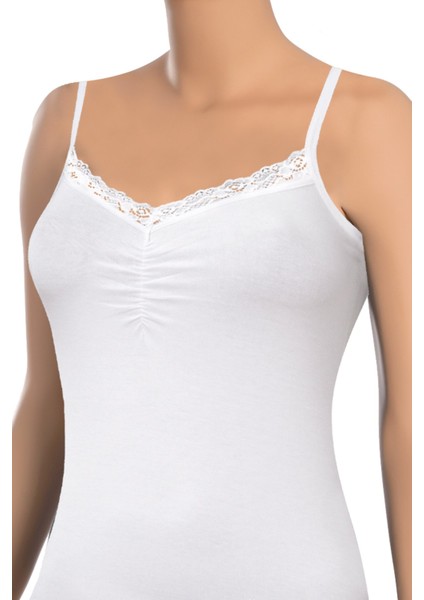 Kadın Atlet Ip Askılı Önü Büzgülü (%96 Pamuk - %4 Elastan)