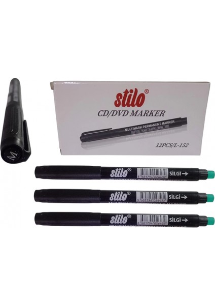 Silgili Asetat Kalemi - Siyah ( Üç Adet )